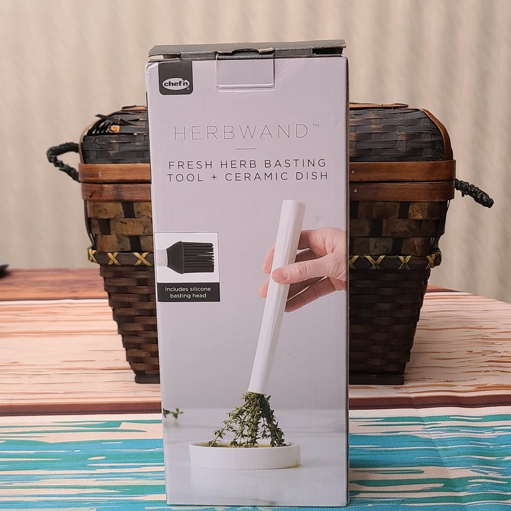 Chef’n HerbWand Fresh Herb Basting Tool + Ceramic Dish NEW Open Box
